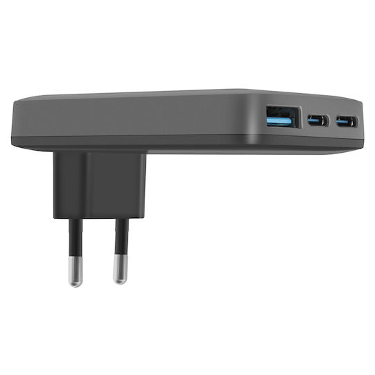 Forcell Φορτιστής Χωρίς Καλώδιο GaN με Θύρα USB-A και 2 Θύρες USB-C 65W Power Delivery / Quick Charge 4.0 Γκρι (F-Energy)