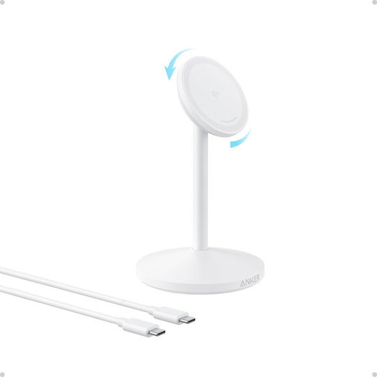 Anker Kabelloses Ladegerät (Qi Pad) und Kabel USB-C 15W Weißs (Maggo Stand)