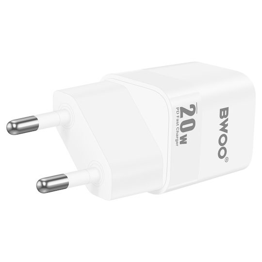 BWOO Φορτιστής Χωρίς Καλώδιο με Θύρα USB-C 20W Power Delivery Λευκός (CDA155)