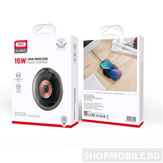 XO Ασύρματος Φορτιστής (Qi Pad) 15W Καφέ (WX031)