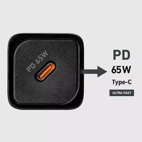 SBS Incarcator Fără Fir GaN Cu Port USB-C 65W Livrarea Energiei Negru (TRGAN1C65W)