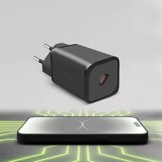 SBS Incarcator Fără Fir GaN Cu Port USB-C 65W Livrarea Energiei Negru (TRGAN1C65W)