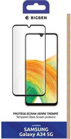 Protector de Ecran Tempered Glass Bigben Connected pentru Samsung Galaxy A34 2.5d Transparent Rezistent la Zgârieturi