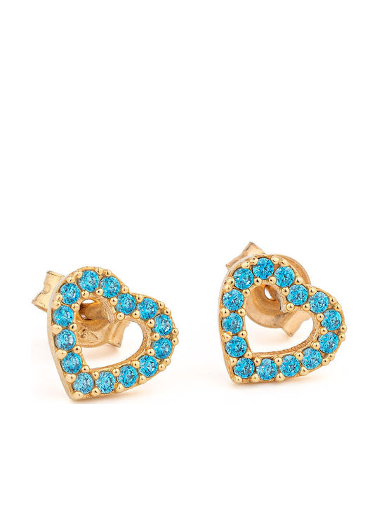 George Art Jewels Σκουλαρίκια από Χρυσό 9Κ με Πέτρες Τιρκουάζ