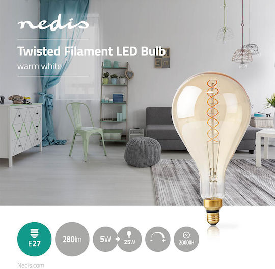 Nedis LED Filament Glühbirne E27 A160 5W 280 Lumen 2000K Dimmbar Vintage In Glas Transparent