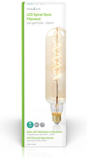 Nedis LED Spiral Filament Bulb E27 8.5W 600lm 2000K Dimmable T65 Gold