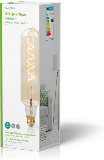 Nedis LED Spiral Filament Bulb E27 8.5W 600lm 2000K Dimmable T65 Gold