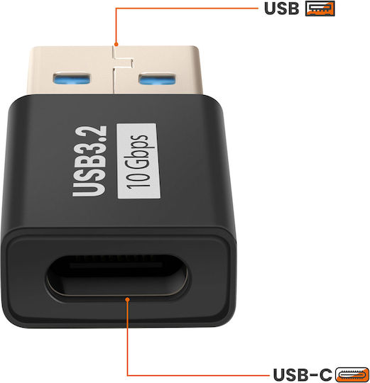 Linq Adaptor Usb-c La Usb-a Masculin Încărcare Transfer 10gbps Compact Negru