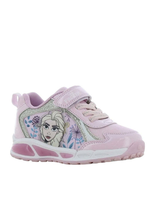 Frozen Kinder Sneakers mit Klettverschluss & Lichtern Rosa