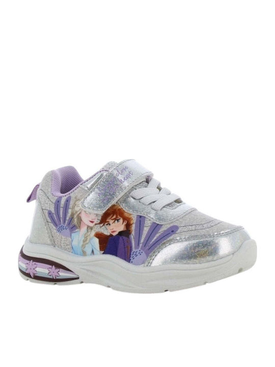 Frozen Παιδικά Sneakers με Σκρατς & Φωτάκια Ασημί