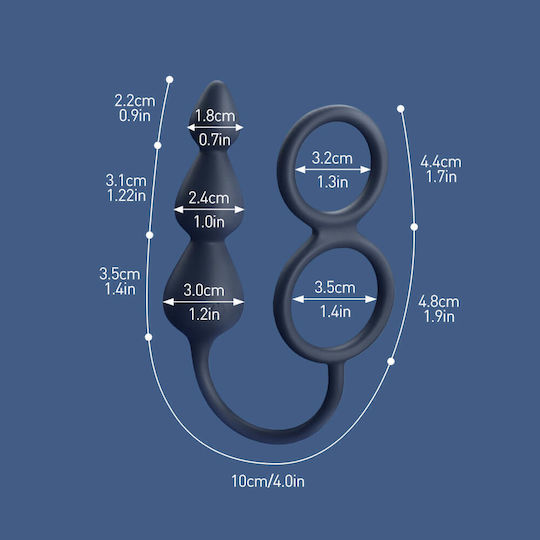 Double Cock Ring Anal Beads Remote Control