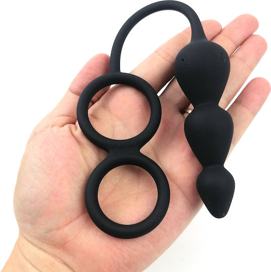 Double Cock Ring Anal Beads Remote Control