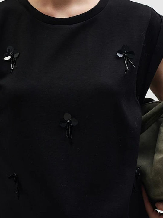 Damen Bluse Kurzärmelig Black