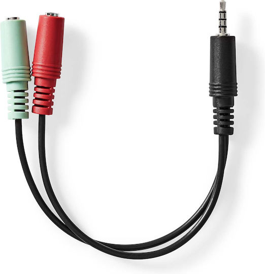 Nedis Audio Splitter Cable Stereo Spilt Jack 20 Cm 2 Output Connectors Black