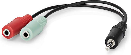 Nedis Audio Splitter Cable Stereo Spilt Jack 20 Cm 2 Output Connectors Black