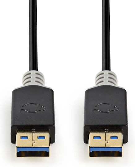 Nedis USB 3.2 Gen 1 USB-A Male to USB-A Male 5 Gbps 2m Cable Black Gold