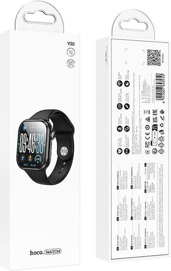 Hoco Y30 Aluminium Smartwatch με Παλμογράφο (Μαύρο)