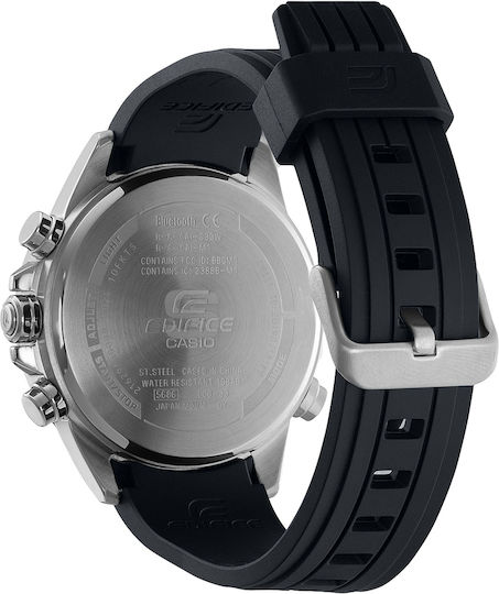 Casio ECB-30P-1AEF Stainless Steel 52mm Αδιάβροχο Smartwatch (Ασημί)