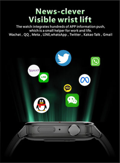 Smartwatch Qatar Idealstore 1.7 Inch Screen Size Ip67 Water Resistant Sleep Monitoring Heart Rate Fitness Bluetooth Call Answering Function Android Ios Connectivity Notifications Facebook Black