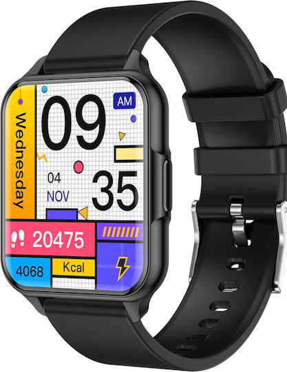 Smartwatch Idealstore Upbest23 Apple Bluetooth Difuzor Încorporat Microfon Asistent Vocal NFC Multi-sport Monitorizare Ritm Cardiac Oxigen Termometru Ecran HD Sticlă Curbată Blocare cu Parolă Baterie 200mAh Culoare Negru