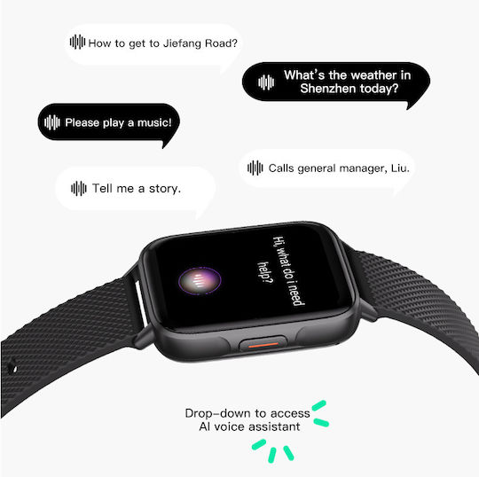Smartwatch Idealstore Upbest23 Apple Bluetooth Difuzor Încorporat Microfon Asistent Vocal NFC Multi-sport Monitorizare Ritm Cardiac Oxigen Termometru Ecran HD Sticlă Curbată Blocare cu Parolă Baterie 200mAh Culoare Negru