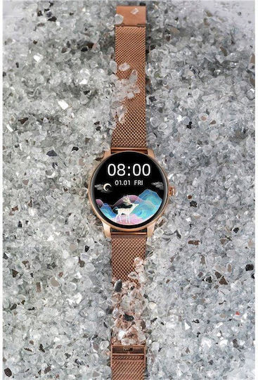 Oromed Oro Lady Stainless Steel 43mm Smartwatch with Heart Rate Monitor (Gold)
