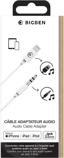 Bigben Connected Audio Adapter Jack 3.5mm To Lightning White