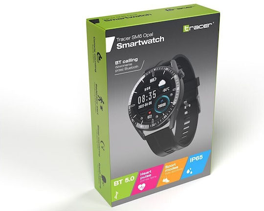Tracer SM6 Opal Smartwatch με Παλμογράφο (Μαύρο)
