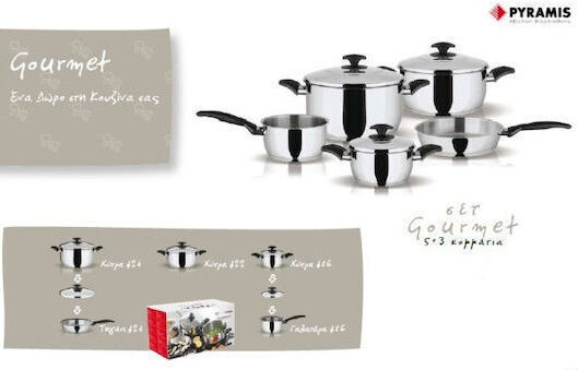 Pyramis Gourmet Kochgeschirr-Set aus Rostfreiem Stahl Silber 5 Teile
