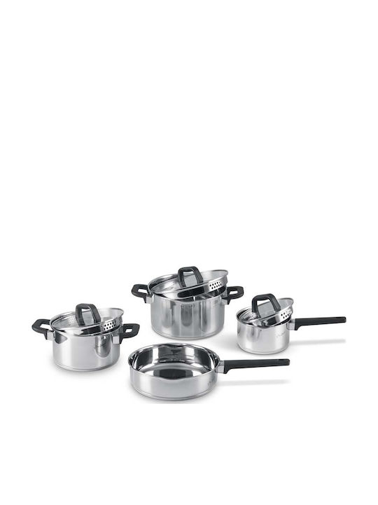 Lamart Pour Set de oale din oțel inoxidabil Argint cu strat antiaderent 7buc