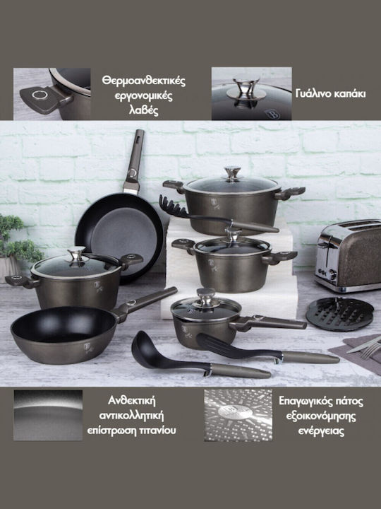 Berlinger Haus Cookware Set of Aluminum with Non-stick Coating Crystal Collection 15pcs
