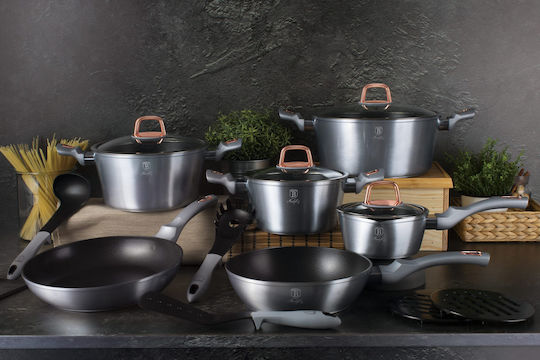 Berlinger Haus Moonlight Collection Kochgeschirr-Set aus Aluminium Grau mit Antihaftbeschichtung 6-tlg