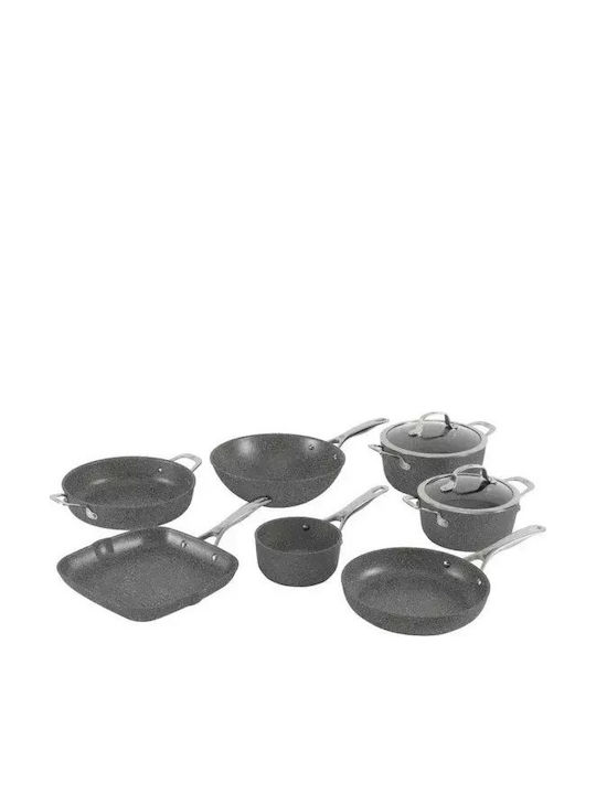 Ballarini Salina Granitium Cookware Set of Aluminum with Stone Coating Grey 9pcs