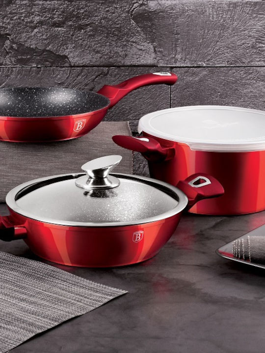 Berlinger Haus Cookware Set of Aluminum with Non-stick Coating Burgundy Collection 5pcs
