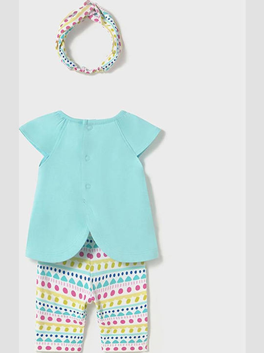 Kids' Set with Leggings Summer 3pcs Blue Mermaid Set