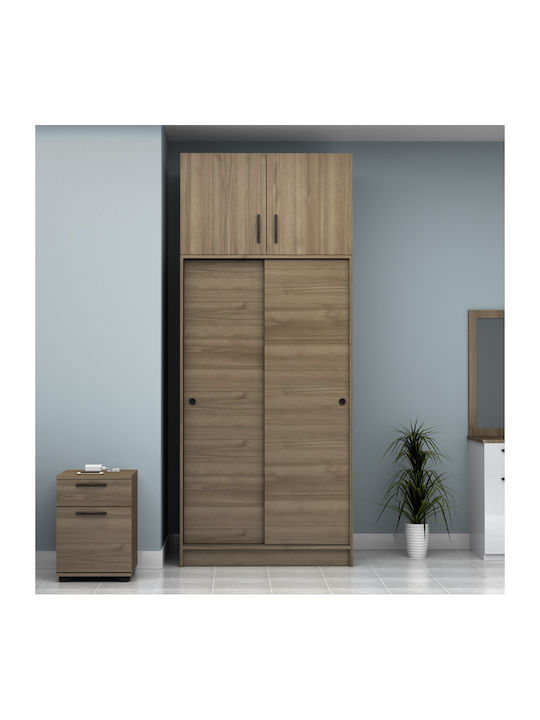 Double Door Wardrobe Sliding Regio with Loft Walnut 100x60x240cm
