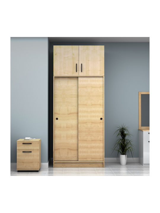 Двойна врата Гардероб Плъзгащи се Regio с Платформа Natural Beech 100x60x240см