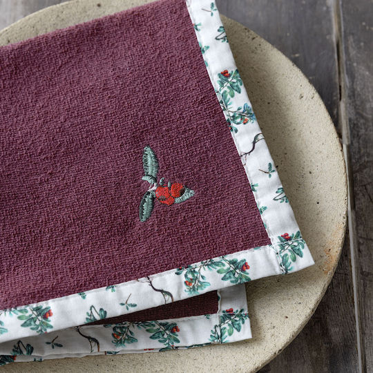 Nima Cranberry Love Towel from 100% Cotton in Red Color 40x40cm