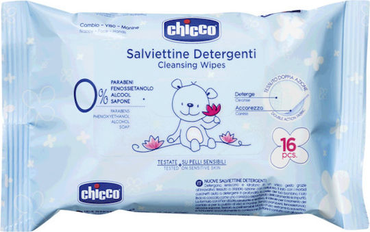 Chicco Baby Moments Șervețele Umede pentru Bebeluși fără Parfum, Alcool & Parabeni 16buc