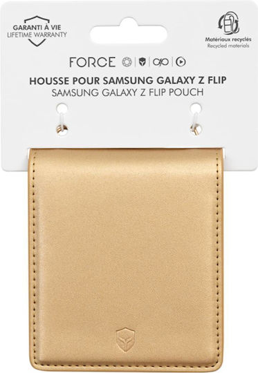 Husă Force Case Samsung Galaxy Z Flip Cu Curea De Umăr Auriu