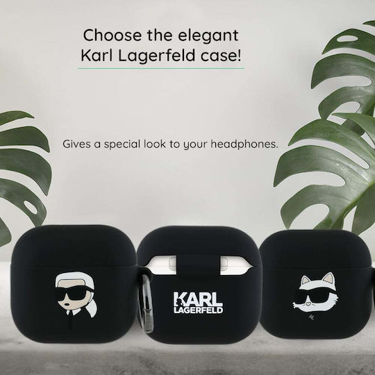 Karl Lagerfeld Karl Head 3d Case Silicone in Black color for Apple AirPods 4