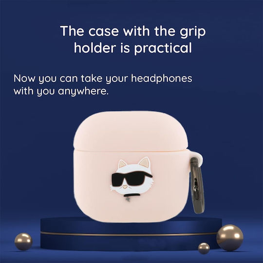 Karl Lagerfeld Choupette 3d Case Silicone in Pink color for Apple AirPods 4