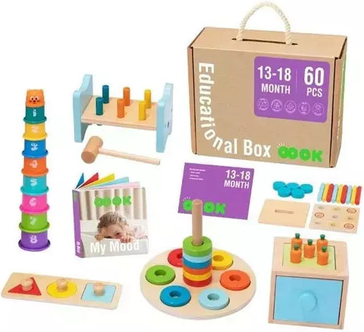 Tooky Toys Παιχνίδι Στοίβαξης Educational Box από Ξύλο για 18+ Μηνών