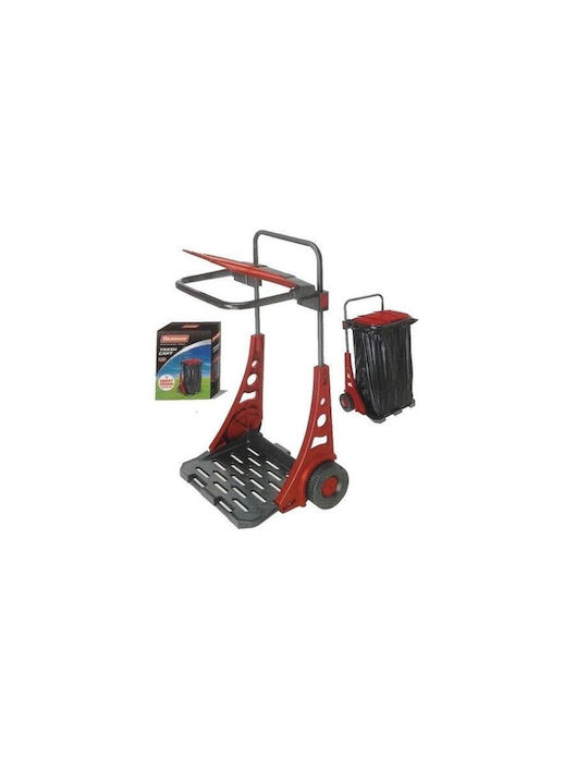 Benman Metal Waste Bin with Wheels 100lt Red