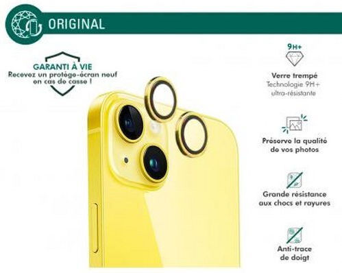 Force Glass Camera Protector Iphone 15/15 Plus 14 14 Plus Original Ultra-resistant Gold