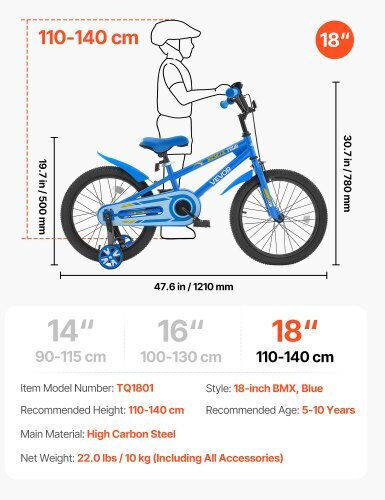 Vevor 18" Детски Велосипед BMX Син