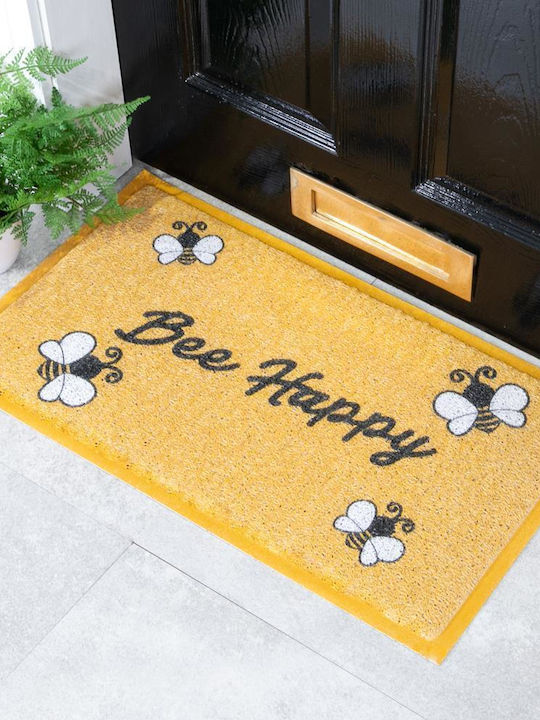 Artsy Mats Πατάκι Εισόδου Αντιολισθητικό Be Happy Κίτρινο 70x40εκ.
