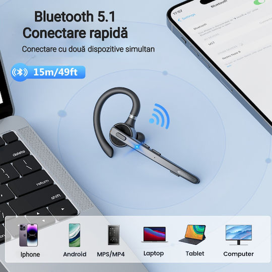 NewBee M53 In-ear Bluetooth Handsfree Cască cu Carcasă de Încărcare Negru