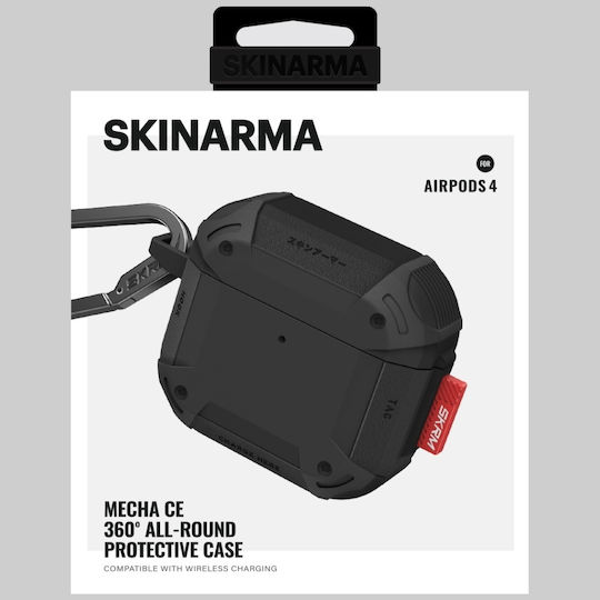 Skinarma Mecha Ce Σετ Θήκη & Anti-Lost Strap με Γάντζο σε Μαύρο χρώμα για Apple AirPods 1 / AirPods 2