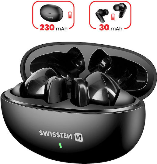Swissten Sonic In ear Bluetooth хендсфри Слушалки с Кутийка за Зареждане Черен